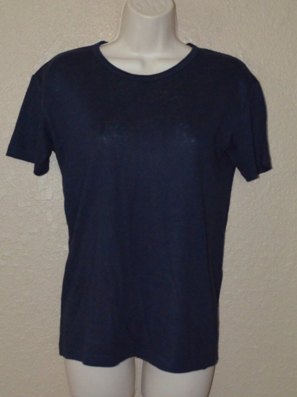 Sz S Jil Sander Navy Linen Blend Short Sleeve T-Shirt Tee